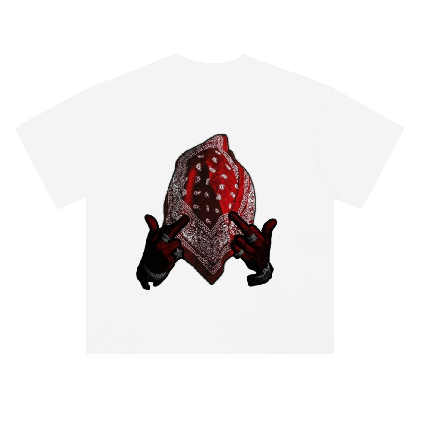 Heavyweight 300 GSM Drop Shoulder Cotton T-Shirt – Western Outlaw Bandana Graphic Tee, Vintage Streetwear Oversized Fit