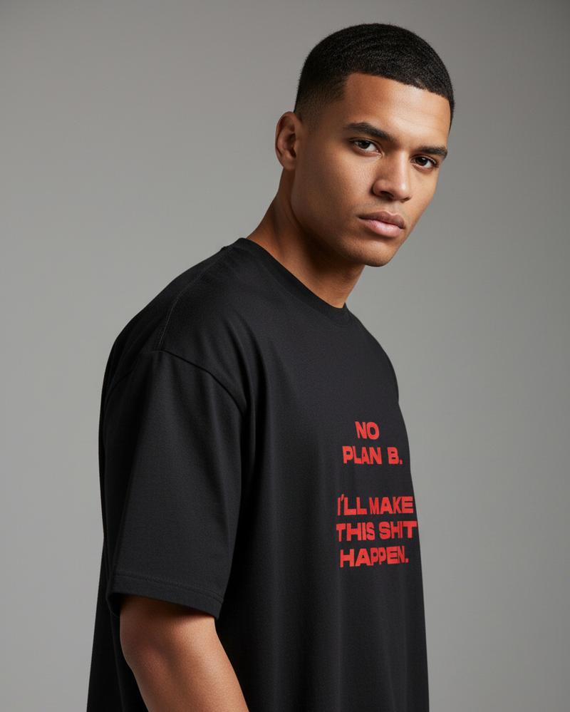 Heavyweight Drop Shoulder Cotton T-Shirt- No plan B