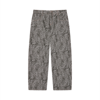 Unisex Vintage Wash Leopard Wide Leg Jeans