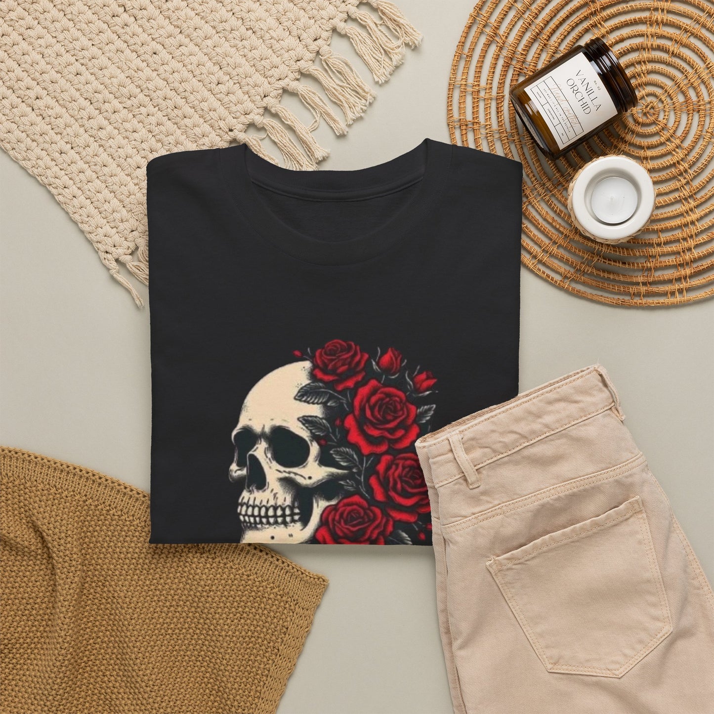 Skull & Roses Tee — “Conquer” Graphic Shirt