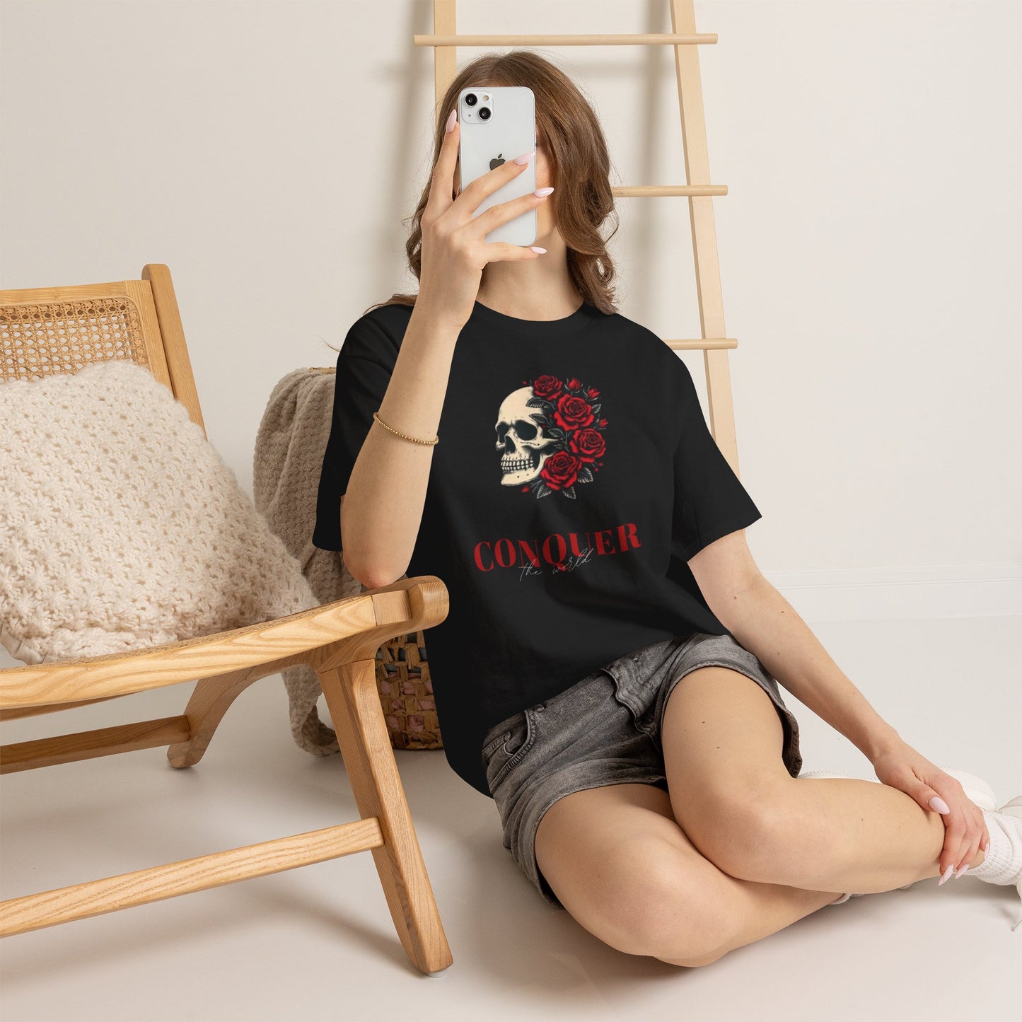 Skull & Roses Tee — “Conquer” Graphic Shirt