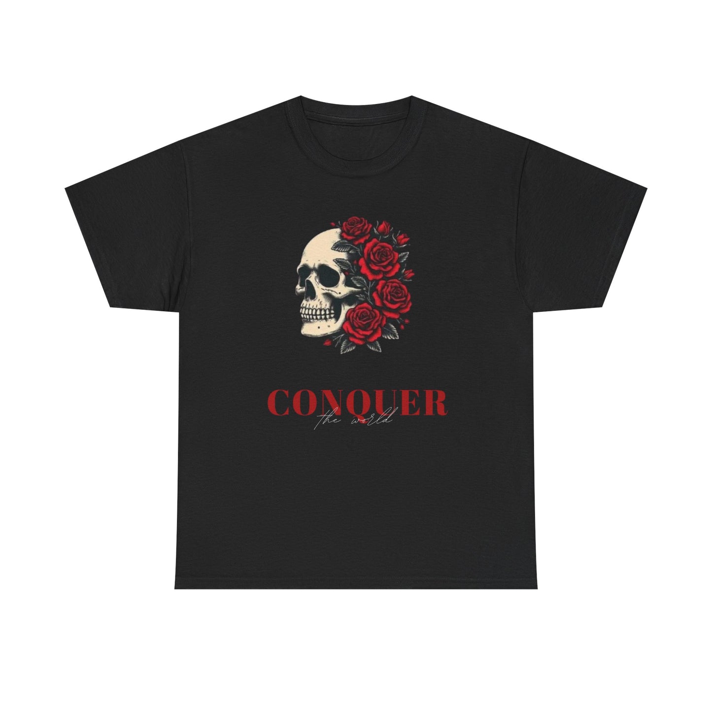 Skull & Roses Tee — “Conquer” Graphic Shirt