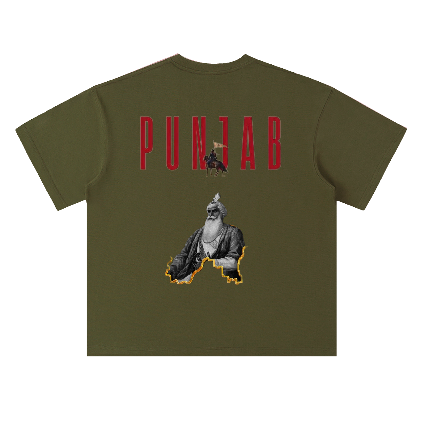Heavyweight Drop Shoulder Cotton T-Shirt- Punjab Maharaja tshirt