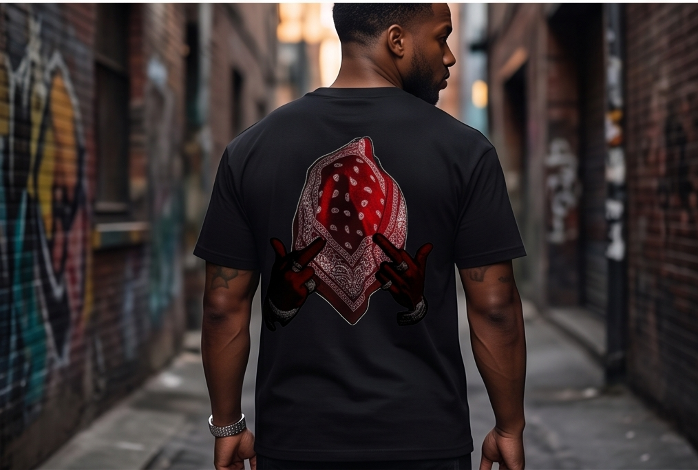 Heavyweight 300 GSM Drop Shoulder Cotton T-Shirt – Western Outlaw Bandana Graphic Tee, Vintage Streetwear Oversized Fit