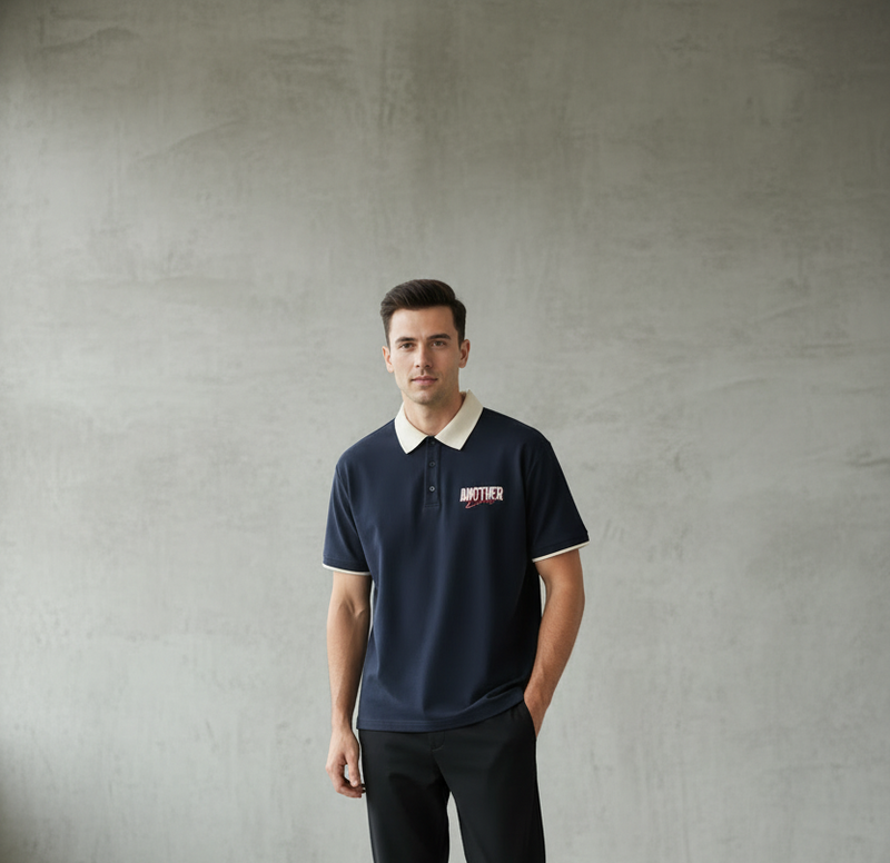 Contrast Collar Raglan Polo Shirt
